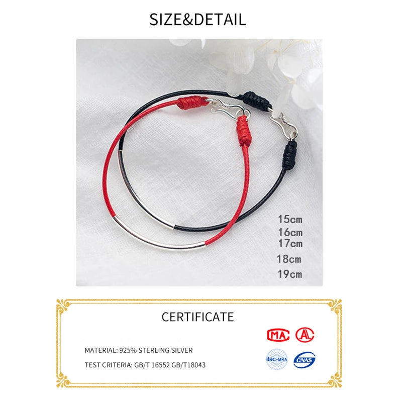La Monada Red Thread For Hand Womens Accessories Red Thread String Rope Bracelet 925 Silver Woman Tube Bracelet For Women Couple