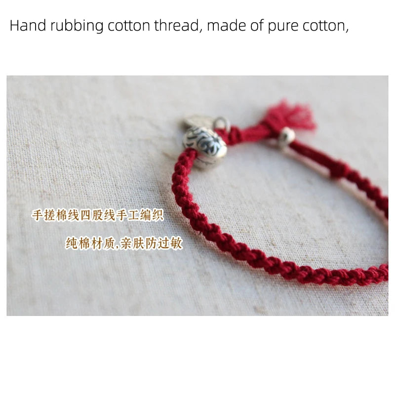 La Monada 16 19cm Length Can Customized 999 Pure Silver Rope Bracelets Thread Line String Lion Bracelets For Women Girls Lucky